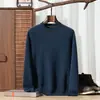 Suéter Ligero de Cachemir Puro 100% Baicai de Punto Fino de Terciopelo Capa de Aire Engrosado para Hombre Lujo Ligero Otoño/Invierno Cuello Redondo Casual Versátil
