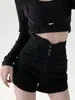 Shorts Jeans Feminino de Cintura Super Alta Verão Spice Girls 2025 Novo Preto Modelo A Plus Size Slim Design Hot Pants