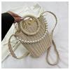 Bolso de Paja de Alto Valor para Primavera y Verano Bolso de Mano con Perlas Estilo Occidental Todo Fósforo Bolso de Hombro Cruzado Bolsa para Viajes de Vacaciones Playa