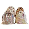 Doble algodón algodón peinado bolsillo con cordón cordón de encaje bolsa de almacenamiento floral pequeña bolsa de algodón fabricantes al por mayor