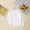 Suéter Fino de Malha para Meninas Mais Vendido Internacionalmente Cardigan de Botão Top Suéter com Mangas Longas Vazadas Casaco para Primavera e Outono