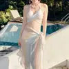 Bikini Bikini Traje de Baño de Tres Piezas para Mujer, Vacaciones en Playa Tropical Manantial Caliente Colorido Dulce Chica Traje de Baño