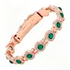 Pulsera Magnética Moda TiKToK Oro Rosa Diamante Verde Versión Grande para Mujer Incrustación de Gema Verde Diamante Pulsera de Lujo Ligero para Pareja