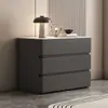 Mesita de noche de madera maciza de gran tamaño, color crema, de alta gama, lujo ligero, modelo nuevo, mesita de noche simple y moderna de tres cajones para dormitorio