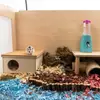 Jaula de hámster de madera de 2 compartimentos, casa para mascotas de madera contrachapada para hámster y jerbo con separador