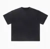 Camiseta Retro Masculina Personalizada de Primavera e Verão Nova Anti-Fritura com Borda Desfiada e Furos Cortados Marca Tendência Camiseta Lavada Solta