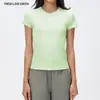 Roupa de Yoga para Mulheres, Pilates Fitness Treinamento Manga Curta Gola Redonda Casual Versátil Corrida Esportes Top Verão D26037