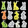 Molde de Silicona para Velas Aromáticas de Corazón de Cristal Epoxi Conejo de Pascua Adorno de Yeso