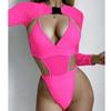 Blusa Multicolorida Amazon Manga Longa Maiô Slim de Uma Peça Transfronteiriço Sexy Hottie Praia Biquíni para Mulheres