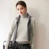 Suéter de cachemira con cuello de punto grueso de siete agujas para mujer, simple, versátil, de cuello alto, tejido, jersey, suéter holgado, prenda interior