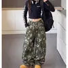 Pantalones de trabajo de camuflaje con pentagrama estilo americano de pierna ancha para mujer, novedad otoño 2026, pantalones de camuflaje curvos de corte holgado, modernos