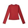 Camiseta de Manga Larga Ajustada con Cuello Redondo Pequeño en el Hombro Derecho Estilo Americano Otoño e Invierno Nueva Camiseta Interior para Mujer Top Corto Ajustado de Moda