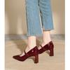 Zapatos Negros de Tacón Alto con Tacón Grueso, Zapatos de Trabajo con Hebilla Mágica, Zapatos Mary Jane de Correa Única, Zapatos de Punta Cuadrada de Una Sola Correa, Tacones Altos Cómodos que No Cansan los Pies