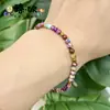 Pulseira Trançada Europeia e Americana Transfronteiriça Pedra Imperial Roxa Lapidada Banhada a Ouro Versátil Pulseira de Casal Atacado