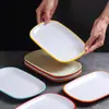 Bandeja de melamina A5 bicolor para macarrão de arroz, prato retangular de plástico, louça de imitação de porcelana para hot pot, lanchonete, pratos frios, bandeja de churrasco, uso comercial
