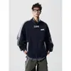 Sudadera cárdigan de retazos estilo americano con bloques de color, nueva colección de otoño 2026, prenda exterior casual versátil y de corte holgado para hombres y adolescentes