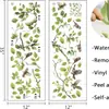 Adesivo de parede de folha verde fresca, galho e pássaro - Mural decorativo estilo nórdico de planta verde e pardal - Adesivo de parede decorativo para quartos e entradas