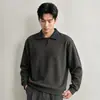 Sudadera para hombre de estilo americano, peso pesado, con bloques de color, cuello de gaviota, nueva para otoño/invierno, corte holgado, capa interior cálida, manga larga