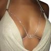 Cadena sexy de pecho de deseo puro con incrustaciones de diamantes europeos y americanos Cadena para clavícula y pezón con cuello halter para mujer Accesorios de alta calidad Cadena para cuerpo de bikini
