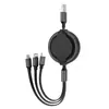 Cable de Carga Rápida Retráctil 3 en 1 para Teléfonos Móviles, Cable de Datos 3 en 1, Cable de Carga Tipo-C para Android con Impresión de Logo, Venta Caliente