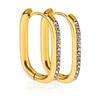 Brincos de zircônia requintados Brincos geométricos ovais em forma de U brincos de aço inoxidável design de nicho feminino brincos elegantes de aço titânio