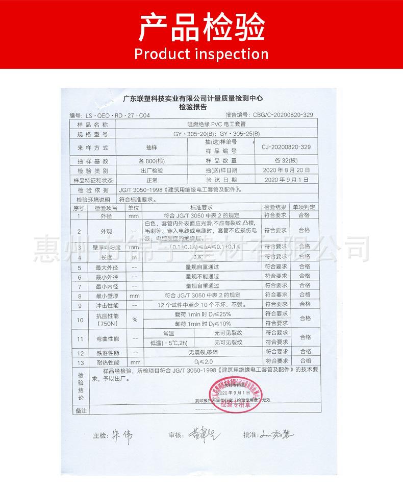PVC电工套管B检验报告