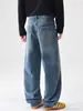 Jeans holgados de pierna ancha Muqiu para hombre, estilo americano moderno, para hombre y mujer, pantalones largos lavados