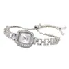 2025 Nuevo Estilo Caliente Transfronterizo Exquisito y Compacto Reloj Pulsera Cuadrado de Diamantes para Mujer Moda y Versátil Reloj de Cuarzo para Mujer