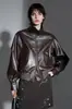 Chaqueta Casual Corta Atractiva, Cuello Alto Corto, Nuevo Estilo Primavera/Otoño, Chaqueta de Cuero Estilo Retro, Abrigo Chaqueta, Chaqueta de Cuero Nueva