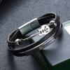 Suministro transfronterizo, pulsera de cuero de guitarra personalizada para hombres de estilo punk europeo y americano, pulsera de cuero multicapa creativa de moda al por mayor