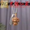 Sándalo Verde Colgante de Borla de los Doce Animales del Zodiaco Yi Ming Xian Yuan Madera de Haya Tallada Animales del Zodiaco Adorno Llavero de Borla