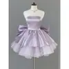 Vestido de Cumpleaños Corto Morado Sin Tirantes Transfronterizo Estilo Nuevo Pequeño Socialité Fiesta Graduación Vestido de Princesa