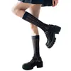 Calcetines hasta la pantorrilla para mujer, estilo japonés, encaje blanco, estampado de rosas, finos, sexys, con corte de corazón, calcetines a media pierna Jk