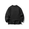 Yidao Vintage 25 Otoño Nuevo Retro Americano Bordado Letra Bambú Algodón Holgado Versátil Cuello Redondo Manga Larga Camiseta