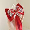 Pinza para el cabello de Año Nuevo para bebé, lazo, tocado para niñas, Corea del Sur, Princesa, lazo de terciopelo rojo, pinza para el cabello de temperamento de alta gama