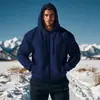 Moletom cardigã com zíper e corte solto masculino, cor sólida, versátil, adequado para fitness e esportes diários, top esportivo de outono