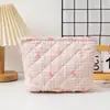 Bolsa de Cosméticos de Viaje Portátil con Lazo Simple Grande Capacidad Ins de Aspecto Elegante Neceser Bolsa de Cosméticos para Dama