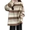 Sudeste Asiático 2025 Sudadera Rayas Retro Americanas para Mujer Primavera y Otoño Delgada Holgada Estilo Perezoso Mangas Largas Tops para Mujer Modernos