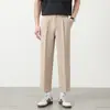 Ropa de Hombre / Pantalones Rectos Holgados para Hombre, Temporada de Primavera y Otoño, Pantalones de Traje para Hombre, Pantalones Casuales, Pantalones Cortos Frescos y Resistentes a las Arrugas