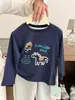 Camiseta de Manga Larga Estampada Cepillada para Niños, Estilo Nuevo para Primavera, Top con Estampado Lindo para Niños y Niñas -210036