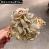 Elegante Pinza para el Cabello de Flor de Tela para Mujer, Pasador de Cristal de Alta Gama para Cabello Grueso, Pinza Tiburón de Nuevo Estilo para la Parte Posterior de la Cabeza