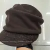 Chapéu Equestre Ca4 Plissado Japonês para Mulheres, Boina Newsboy Outono e Inverno com Aba de Mistura de Lã, Estilo Celebridade