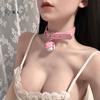 Correa de Perro Sexy con Collar de Gargantilla con Cascabel para Mujeres, Arnés de Cuello de Cuero Sintético, Cadena para el Cuello
