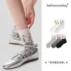 Calcetines de Mujer Vintage Florales Tejidos a Mano para Otoño-Invierno, Calcetines sin Costuras de Media Pantorrilla, Calcetines de Mujer Estilo Tendencia China, Diseño Único, En Stock para Ventas Transfronterizas