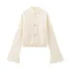 Moda femenina europea y americana transfronteriza AliExpress INS estilo popular cárdigan suéter con empalme de piel en el puño