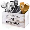 Caja de Almacenamiento de Vajilla de Cocina Transfronteriza de Punto Caja con Compartimentos de Madera para Cuchillos y Tenedores Montada en Pared Caja de Almacenamiento de Utensilios de Cocina de Madera Maciza