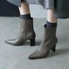 Botines de Tacón Grueso Cao Piel de Ternera Lavada Suave Gama Alta 2025 Otoño e Invierno Piel Genuina Elegantes Versátiles Elegantes Botines Ajustados