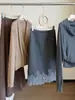 Elegante y sofisticada falda midi de mezcla de lana con ribete de encaje para mujer, nueva colección de otoño, de cintura alta, versátil, corte recto, con abertura