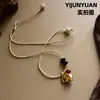 Colar Elegante e Versátil Estilo Étnico Elefante Totem de Malaquita e Ágata, Corrente de Suéter de Corda Trançada de Luxo Leve de Nicho High-End