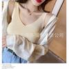 Chal de Tirantes Explosiones en Vivo para Mujer Ropa Interior Ropa Exterior de Punto Color Caramelo Cuatro Estaciones Camiseta Base Ajustada Elástica